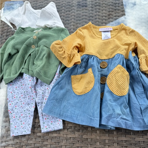 Colorful Kids' Outfit Set with Cardigan and Dress - Picture 1 of 3